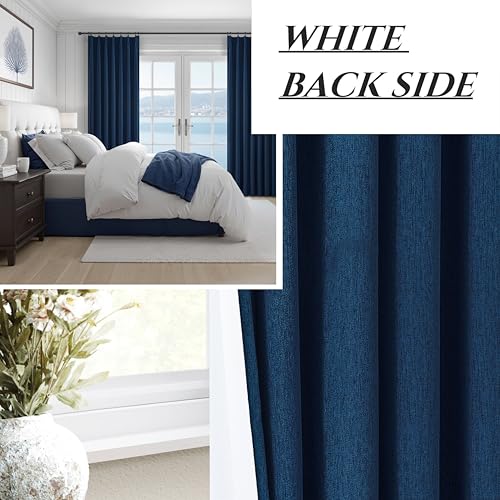 Navy Blue Blackout Curtains 96 Inch Length for Kids (2 Count)