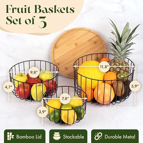 Fruit Basket for Kitchen Counter Set of 3 (3 Count)