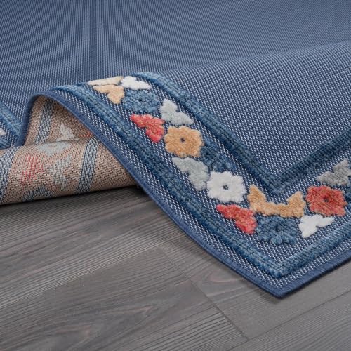 Outdoor Rug 8x10 Modern Bordered Area Rugs for Indoor and Outdoor Patio Easy to Clean Non Shedding Living Room Porch Garden Washable Outside Carpet