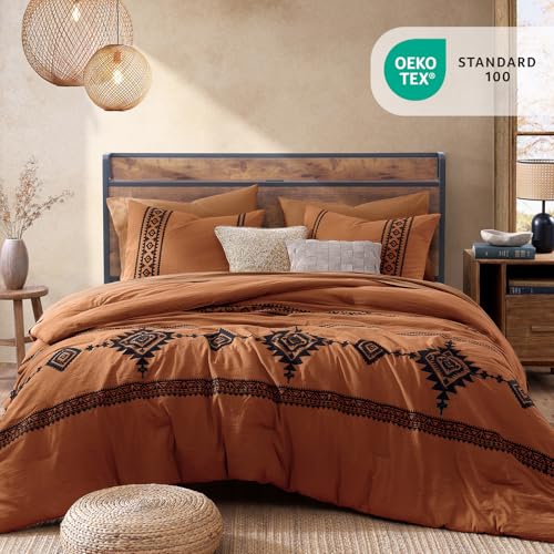 Embroidery Oversized King Comforter Set 7 Pieces Bed in a Bag