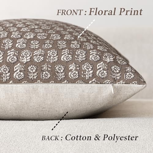 Decorative Floral Print Throw Pillow Covers 18×18 Inch (2 Count)