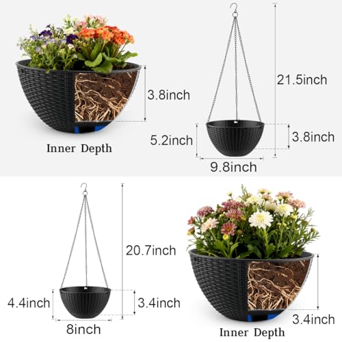 Hanging Planters 8 Inch & 10 Inch (4 Count)