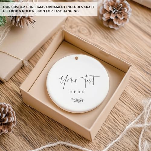 Fully Personalized Round Ceramic Porcelain Christmas Tree Ornament Keepsake Gift