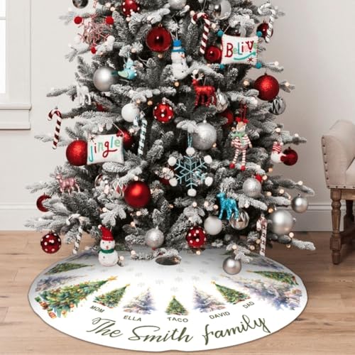 Custom Family Tree Christmas Tree Skirt with Name