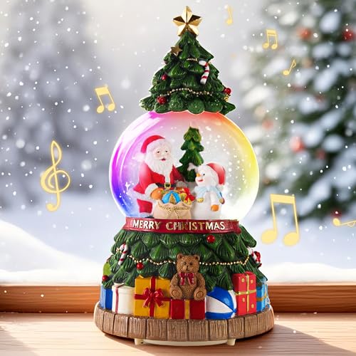 Musical Christmas Snow Globes Lantern with Christmas Tree