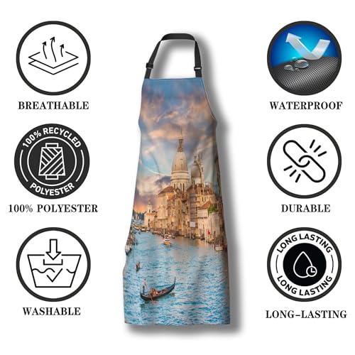 Garden Apron for Women Sunset in Venice Fun Aprons for Men for Kitchen Cooking Restaurant BBQ Painting Crafting Gardening 27”