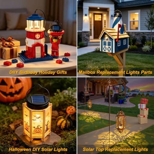 2Pack AA 600Mah Solar Lights Replacement Top for Outdoor Lantern Lights Waterproof for Garden (2 Count)