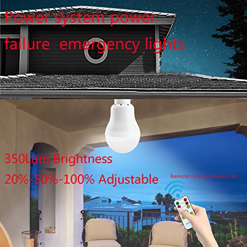 Solar Bulb Light 350LM Solar Powered Portable Camping Light Led Lantern Outdoor Lamp Hiking Fishing Tent Indoor Shed Chicken Coop Hurricane Emergency Chargeable (2 Count)