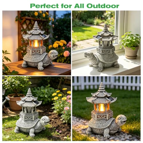 Solar Garden Turtle Statue