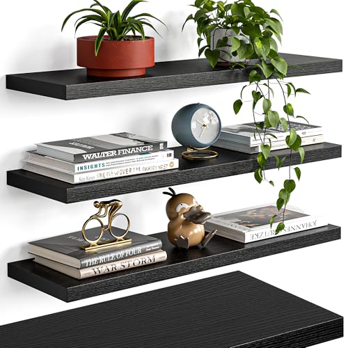 23’’Black Floating Shelves for Wall (4 Count)