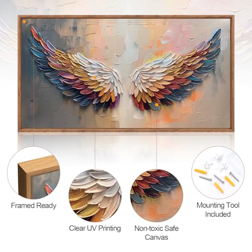 Angel Wings Framed Canvas Wall Art 40x20 Inch