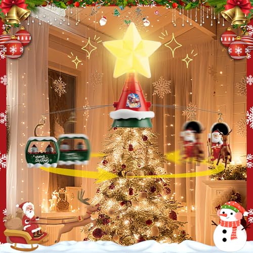 Musical Rotating Christmas Tree Topper with LED Star Light