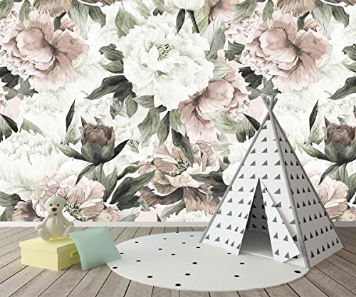 Roses and Banana Leaves Wall Mural Wallpaper for Bedroom and Living Room (110.1 Sq Ft)