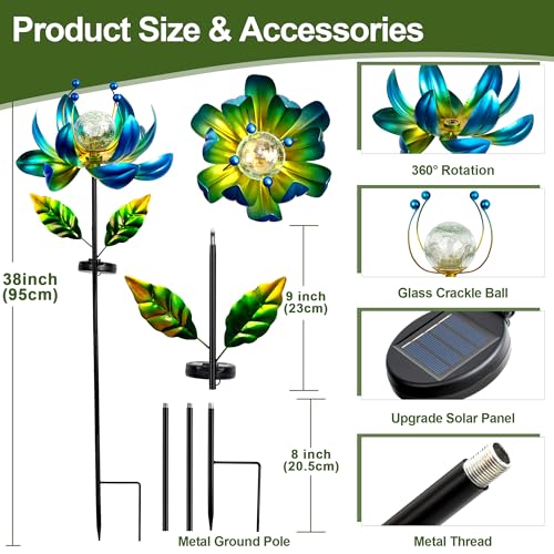 38 Inch Solar Wind Spinner Outdoor
