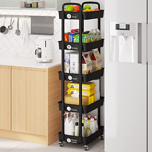 5 Tier Rolling Cart with Wheels