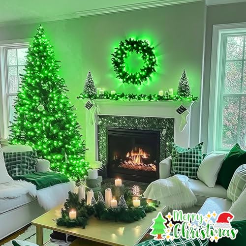 Connectable 100 LED Green Halloween Lights 8 Modes Grinch Lights (33 Foot)