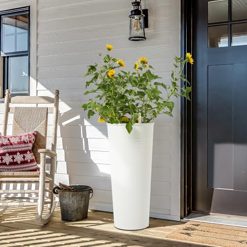 28'' Tall Galvanized Steel Planter Pot