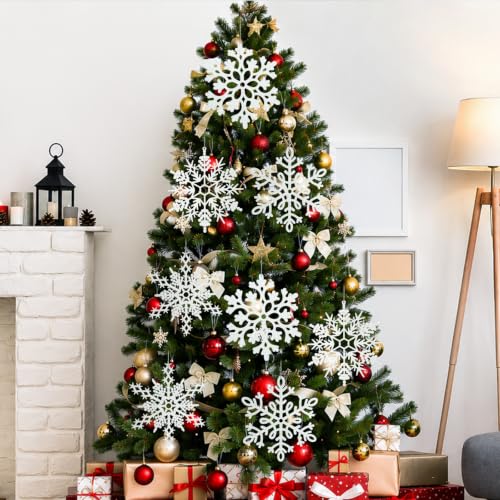 Large Snowflakes Ornaments for Outdoor Indoor Christmas Tree Decorations (6 Count)
