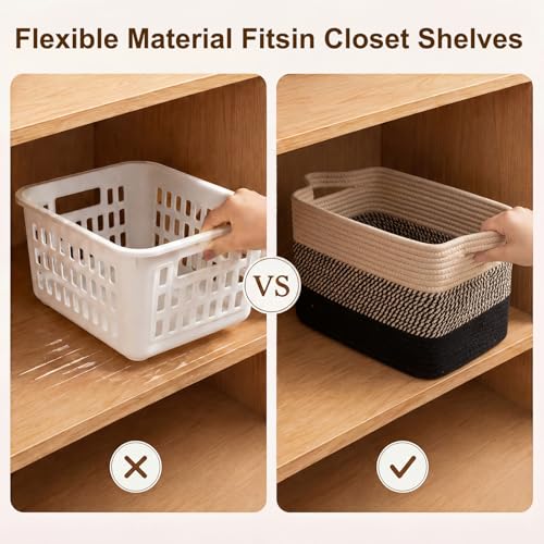 Cotton Rope Storage Baskets for Organizing Black & Brown 3