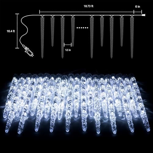 Icicle Lights Outdoor with Remote (100 Count)