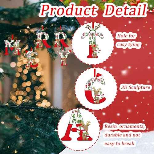 Mtruil 14Pcs Merry Christmas Alphabet Xmas Ornaments Elk Hat Hanging