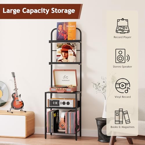 Record Player Stand with Vinyl Storage (5 Count)