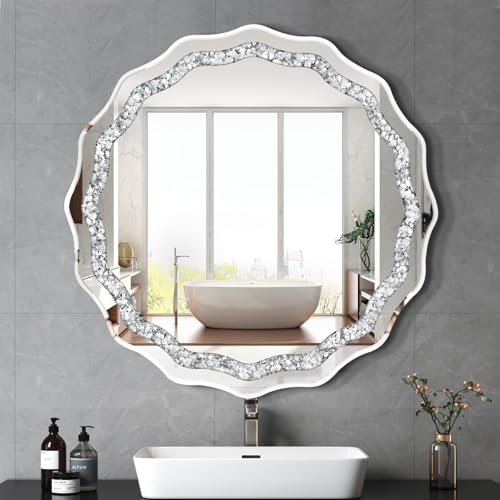 31.5x31.5 Inch Frameless Round Wall Mirror for Bathroom Sink