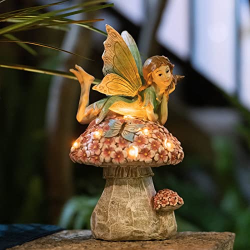 Solar Fairy Garden Statue Lights Outdoor Decor