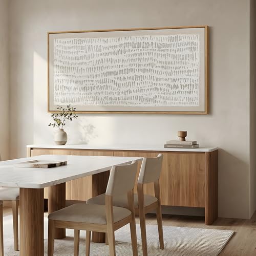 Large Framed Neutral Beige Minimalist Abstract Wall Art