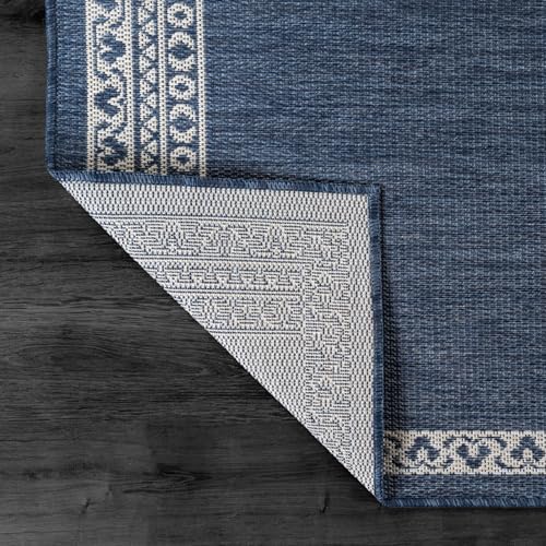 Outdoor Rug 6x9 Medallion Blue Modern Area Rugs for Indoor and Outdoor Patios Kitchen and Hallway Mats Washable Porch Deck Outside Carpet (60 Sq Ft)