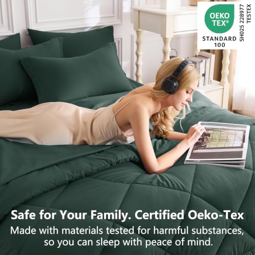 King Comforter Set 102"x90" Forest Green