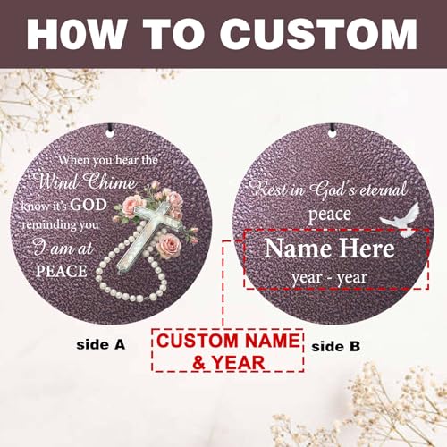 Personalized Outside Cross Wind Chimes for Loss of Mother Father