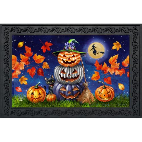 Doormat 30x18 Indoor Outdoor Halloween Pumpkin Stack for Halloween Doormat (3.75 Sq Ft)