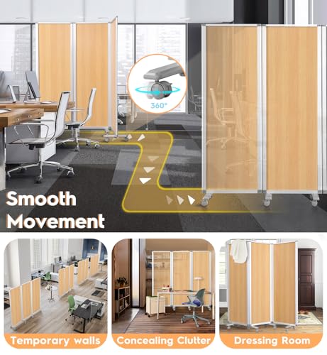 SWANCROWN Office Partitions 71x71 in 3 Panel Room Dividers on Wheel