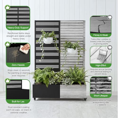 Metal Raised Garden Bed with Trellis and Wheels