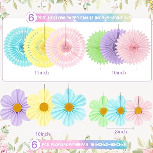 12 Pcs Pastel Paper Fans (12 Count)