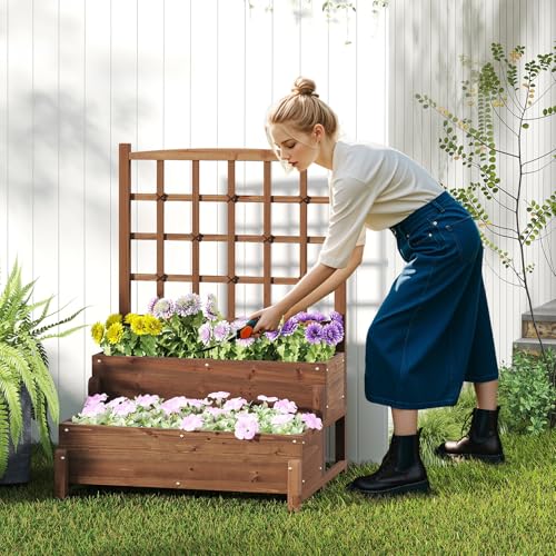 Raised Garden Bed with Trellis & Legs