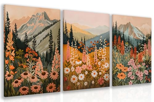 Wrapped Canvas Daisy Mountain Wildflower Wall Art Set of 3 (3 Count)