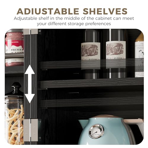 72" Farmhouse Kitchen Pantry Cabinet with Sliding Storage Rack