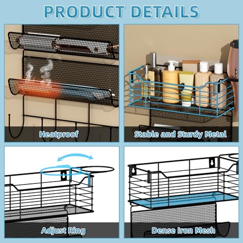 4 Tier Hair Tool Organizer Wall Mount (6 Count)