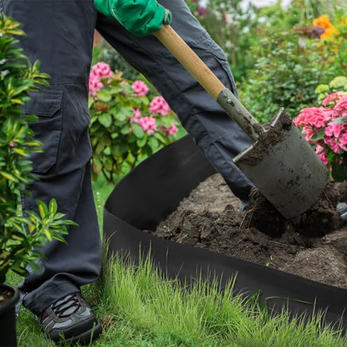 6 Inch Tall 66 ft Length Landscape Plastic Edging Kit with Hammer Spikes Plastic Garden Flower Bed Edging Landscape Border for Gardens Border Grass Yard Lawn