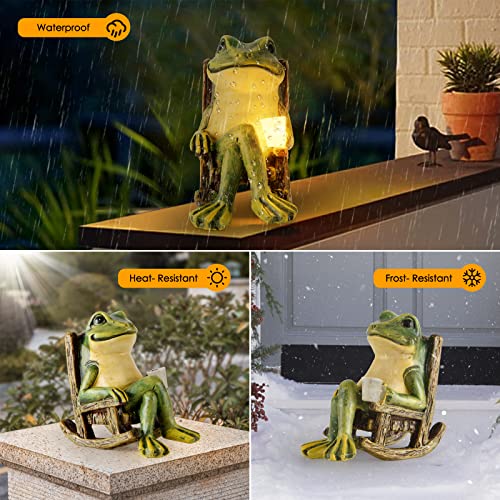 Miniature Frog Garden Statue Mom Dad Gifts Home Decorations Fairy Garden Accessories Outdoor Lights Solar Garden Frog Decor Art Housewarming Gift for Patio