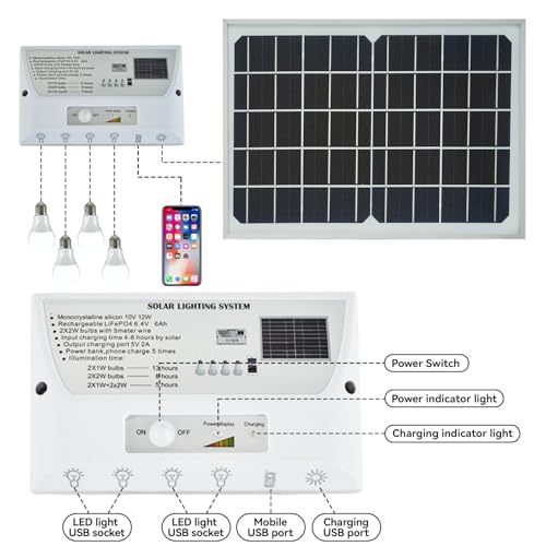Solar Powered Indoor & Outdoor Pendant Lights with 4 LED Bulbs