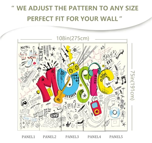 Music Graffiti Wallpaper Fan Guitar Drums Large Wall Mural
