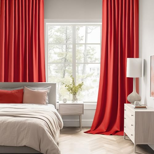 Christmas Red Back Tab Blackout Curtains 52x84 Inch Length 2 Panels (2 Count)