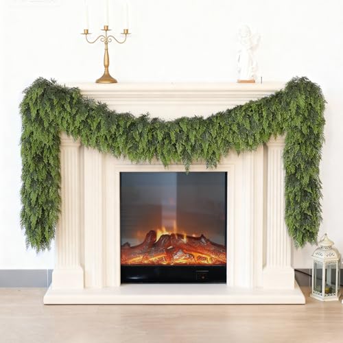 6FT 2Pcs Lifelike Touch Artificial Christmas Cedar Garland for Mantle Decor