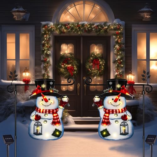 Lighted Christmas Snowman Garden Flag
