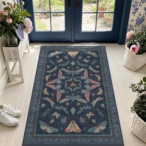 Blue Vintage Boho Area Rug 3x6 (18 Sq Ft)