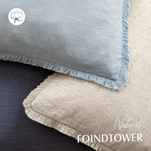 Decorative Linen Fringe Throw Pillow Covers 20×20 Inch (2 Count)
