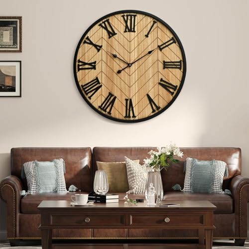 24 Inch Large Wall Clock Farmhouse Style